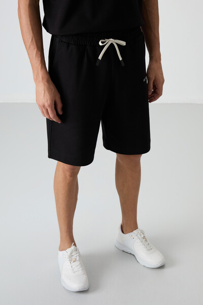 Tommylife Wholesale Crew Neck Oversize Men's T-Shirt Shorts Set 85250 Black - Thumbnail