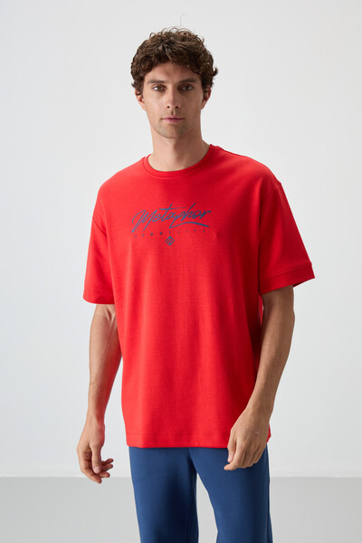 Tommylife Wholesale Crew Neck Oversize Printed Men's T-Shirt 88320 Fiesta - Parliament - Thumbnail