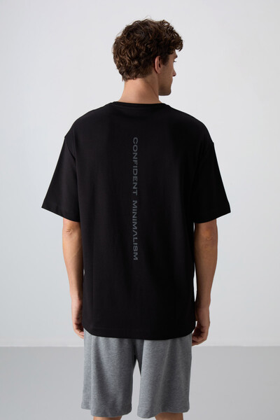 Tommylife Wholesale Crew Neck Oversize Printed Men's T-Shirt 88321 Black - Anthracite - Thumbnail