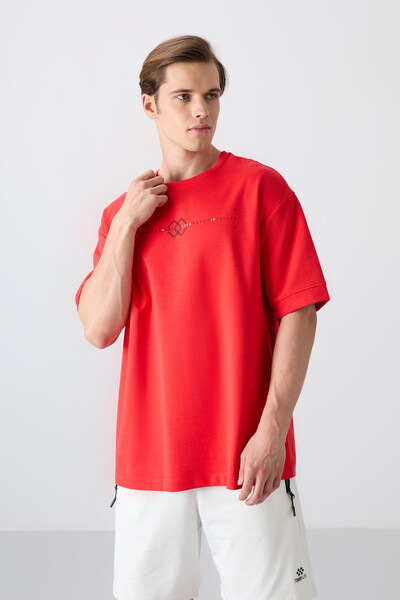 Tommylife Wholesale Crew Neck Oversize Printed Men's T-Shirt 88323 Fiesta - Thumbnail