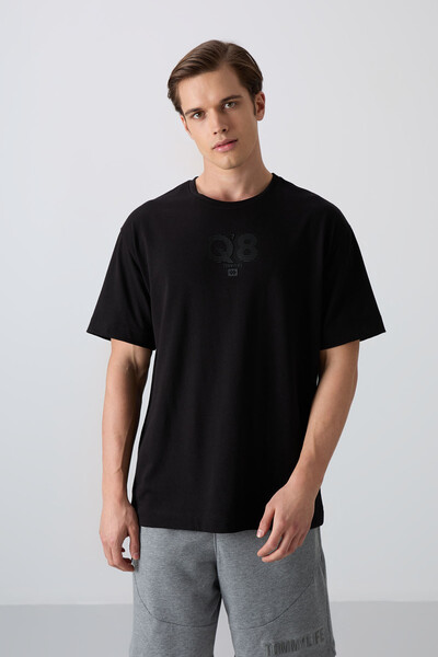 Tommylife Wholesale Crew Neck Oversize Printed Men's T-Shirt 88333 Black - Thumbnail