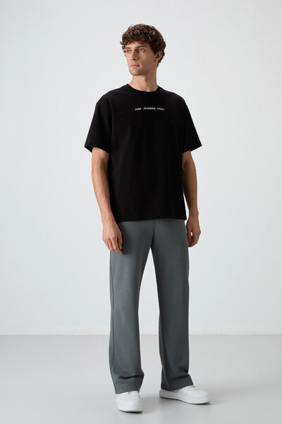 Tommylife Wholesale Crew Neck Oversize Printed Men's T-Shirt 88365 Black - Thumbnail