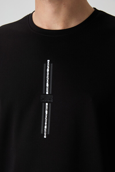 Tommylife Wholesale Crew Neck Oversize Printed Men's T-Shirt 88366 Black - Thumbnail