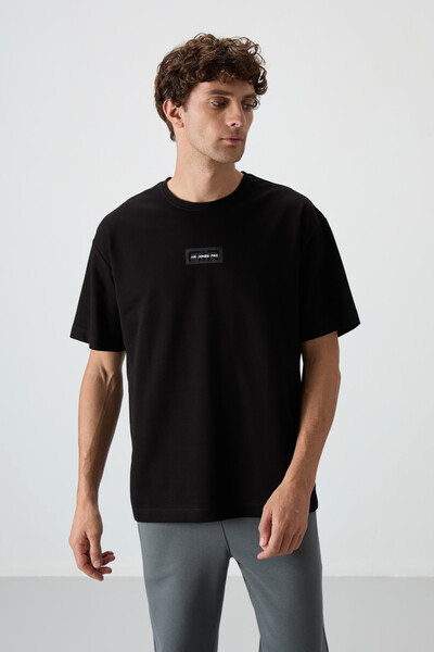 Tommylife Wholesale Crew Neck Oversize Printed Men's T-Shirt 88367 Black - Thumbnail