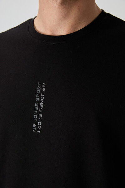 Tommylife Wholesale Crew Neck Oversize Printed Men's T-Shirt 88368 Black - Thumbnail