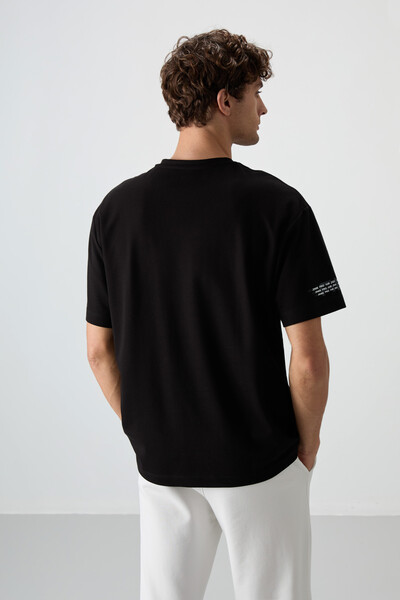 Tommylife Wholesale Crew Neck Oversize Printed Men's T-Shirt 88369 Black - Thumbnail