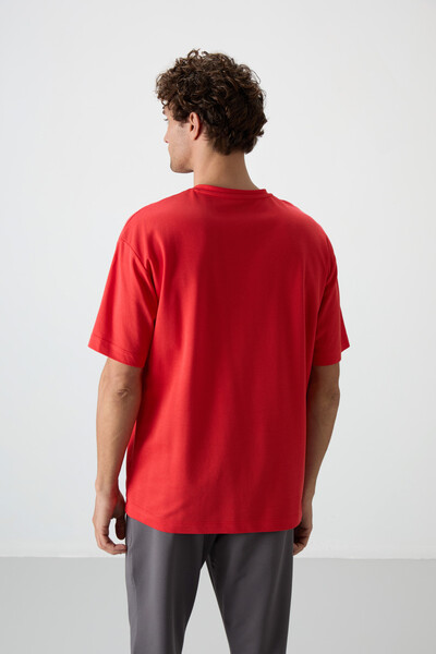 Tommylife Wholesale Crew Neck Oversize Printed Men's T-Shirt 88370 Fiesta - Thumbnail