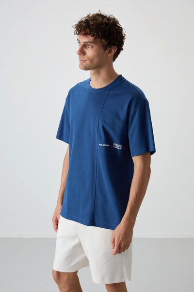 Tommylife Wholesale Crew Neck Oversize Printed Men's T-Shirt 88370 Parliament - Thumbnail