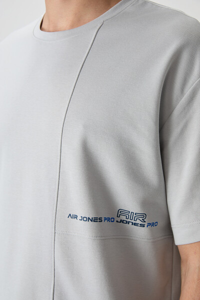 Tommylife Wholesale Crew Neck Oversize Printed Men's T-Shirt 88370 Stone - Thumbnail