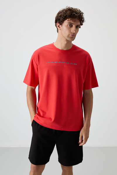 Tommylife Wholesale Crew Neck Oversize Printed Men's T-Shirt 88371 Fiesta - Thumbnail