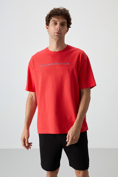 Tommylife Wholesale Crew Neck Oversize Printed Men's T-Shirt 88371 Fiesta - Thumbnail