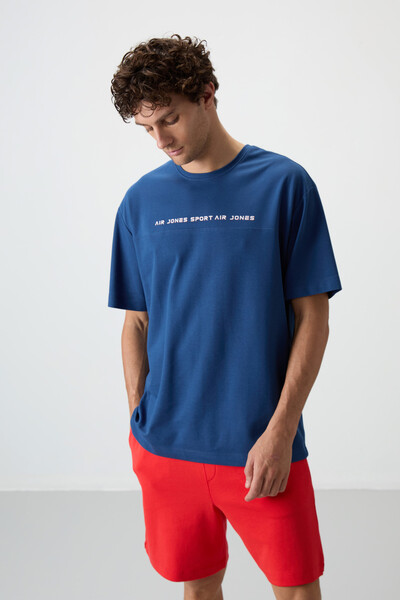 Tommylife Wholesale Crew Neck Oversize Printed Men's T-Shirt 88371 Parliament - Thumbnail