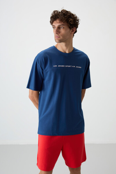 Tommylife Wholesale Crew Neck Oversize Printed Men's T-Shirt 88371 Parliament - Thumbnail