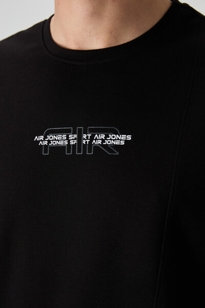 Tommylife Wholesale Crew Neck Oversize Printed Men's T-Shirt 88372 Black - Thumbnail