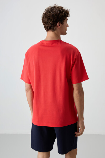 Tommylife Wholesale Crew Neck Oversize Printed Men's T-Shirt 88372 Fiesta - Thumbnail