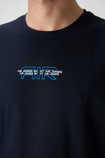 Tommylife Wholesale Crew Neck Oversize Printed Men's T-Shirt 88372 Navy Blue - Thumbnail