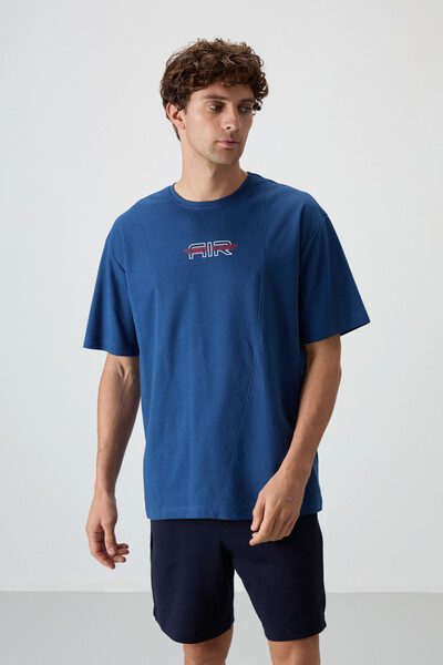 Tommylife Wholesale Crew Neck Oversize Printed Men's T-Shirt 88372 Parliament - Thumbnail