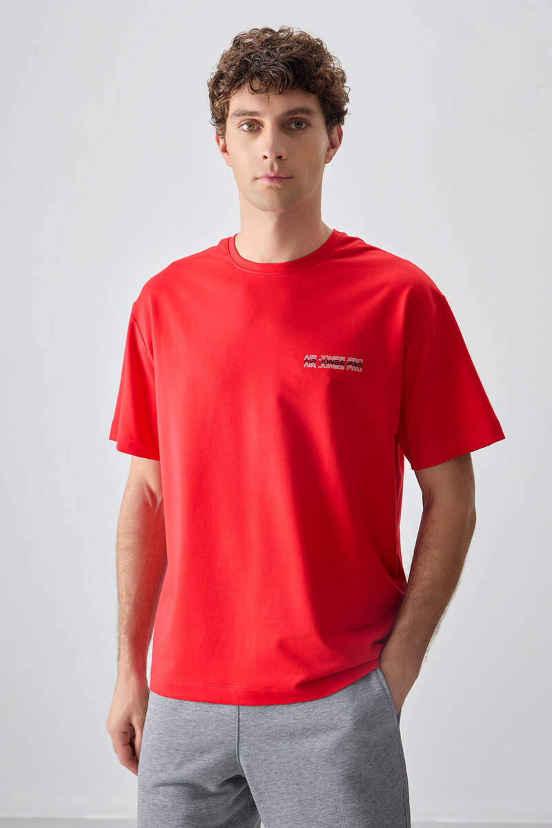 TOMMYLIFE - Tommylife Wholesale Crew Neck Oversize Printed Men's T-Shirt 88375 Fiesta