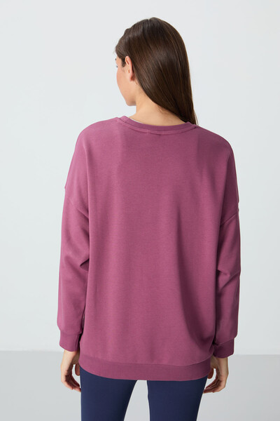 Tommylife Wholesale Crew Neck Oversize Women's Sweatshirt 97288 Soft Cherry - Thumbnail