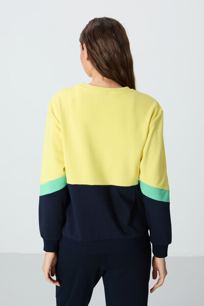 Tommylife Wholesale Crew Neck Oversize Women's Sweatshirt 97289 Yellow - Thumbnail