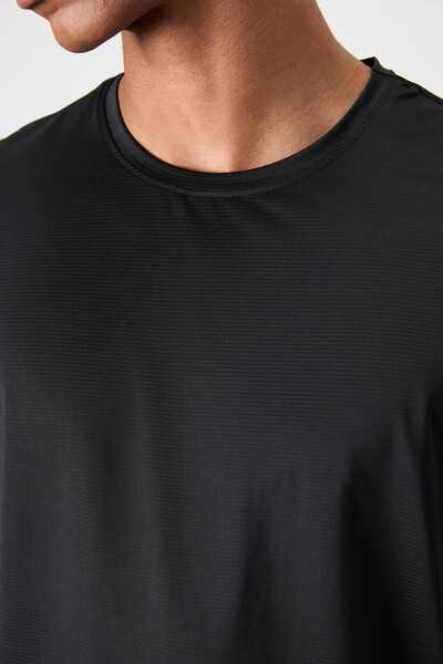 Tommylife Wholesale Crew Neck Standard Fit Active Sports Men's T-Shirt 88383 Black - Thumbnail