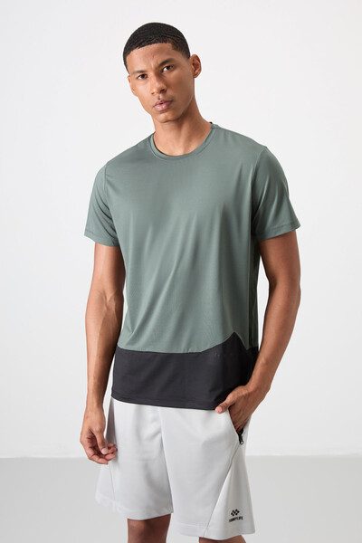 Tommylife Wholesale Crew Neck Standard Fit Active Sports Men's T-Shirt 88383 Khaki - Thumbnail