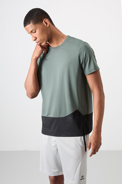 Tommylife Wholesale Crew Neck Standard Fit Active Sports Men's T-Shirt 88383 Khaki - Thumbnail