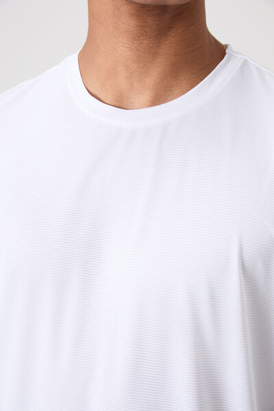 Tommylife Wholesale Crew Neck Standard Fit Active Sports Men's T-Shirt 88383 White - Thumbnail