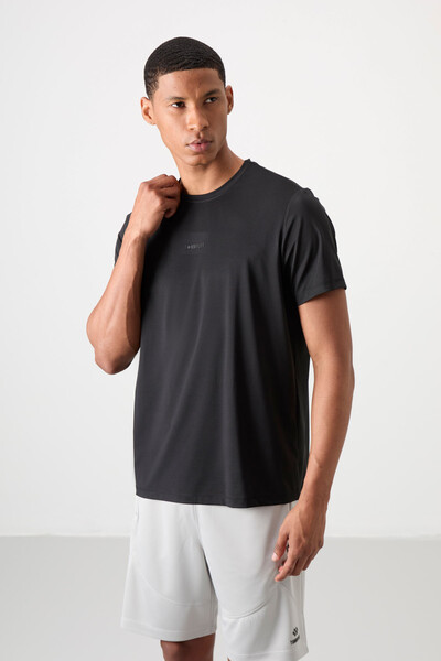 Tommylife Wholesale Crew Neck Standard Fit Active Sports Men's T-Shirt 88384 Black - Thumbnail