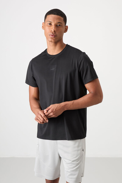 Tommylife Wholesale Crew Neck Standard Fit Active Sports Men's T-Shirt 88384 Black - Thumbnail