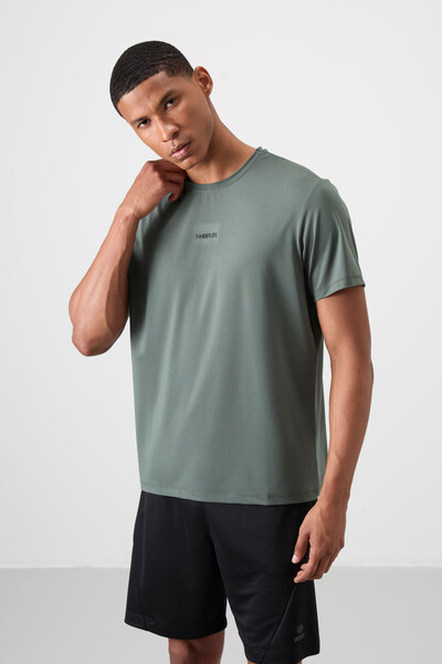 Tommylife Wholesale Crew Neck Standard Fit Active Sports Men's T-Shirt 88384 Khaki - Thumbnail