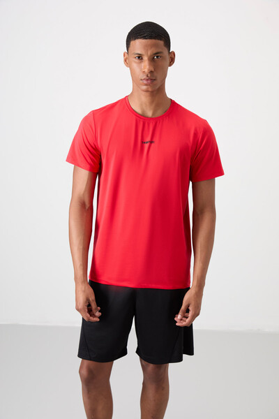 Tommylife Wholesale Crew Neck Standard Fit Active Sports Men's T-Shirt 88384 Red - Thumbnail