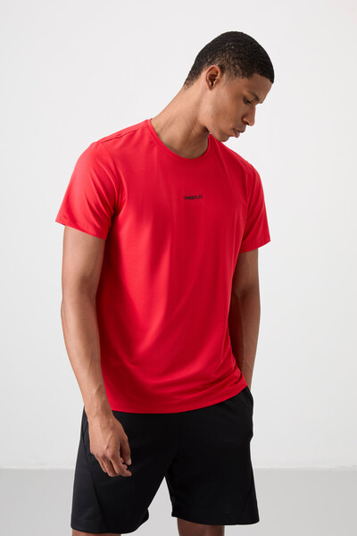 Tommylife Wholesale Crew Neck Standard Fit Active Sports Men's T-Shirt 88384 Red - Thumbnail