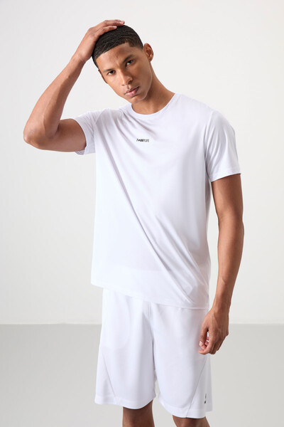 Tommylife Wholesale Crew Neck Standard Fit Active Sports Men's T-Shirt 88384 White - Thumbnail