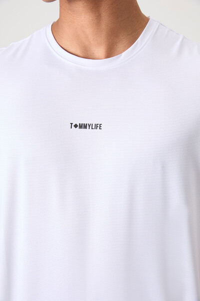 Tommylife Wholesale Crew Neck Standard Fit Active Sports Men's T-Shirt 88384 White - Thumbnail