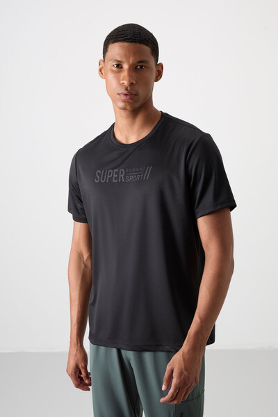 Tommylife Wholesale Crew Neck Standard Fit Active Sports Men's T-Shirt 88385 Black - Thumbnail