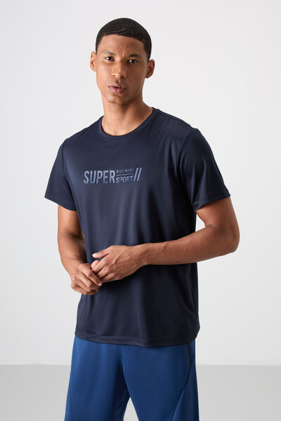 Tommylife Wholesale Crew Neck Standard Fit Active Sports Men's T-Shirt 88385 Navy Blue - Thumbnail