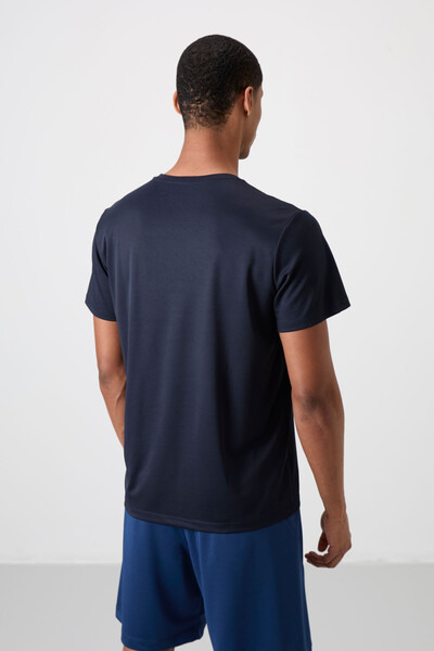 Tommylife Wholesale Crew Neck Standard Fit Active Sports Men's T-Shirt 88385 Navy Blue - Thumbnail