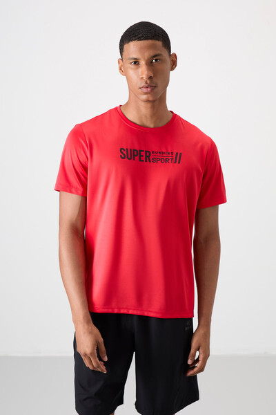 Tommylife Wholesale Crew Neck Standard Fit Active Sports Men's T-Shirt 88385 Red - Thumbnail