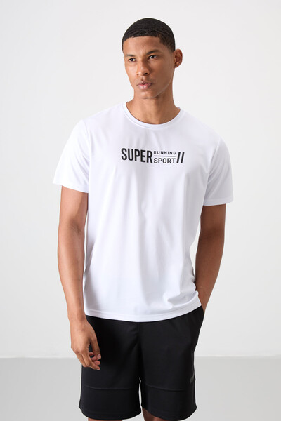 Tommylife Wholesale Crew Neck Standard Fit Active Sports Men's T-Shirt 88385 White - Thumbnail