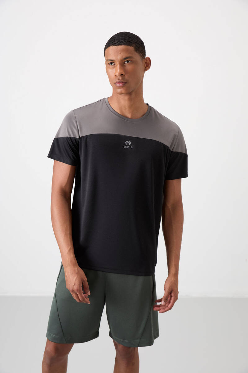 TOMMYLIFE - Tommylife Wholesale Crew Neck Standard Fit Active Sports Men's T-Shirt 88386 Black