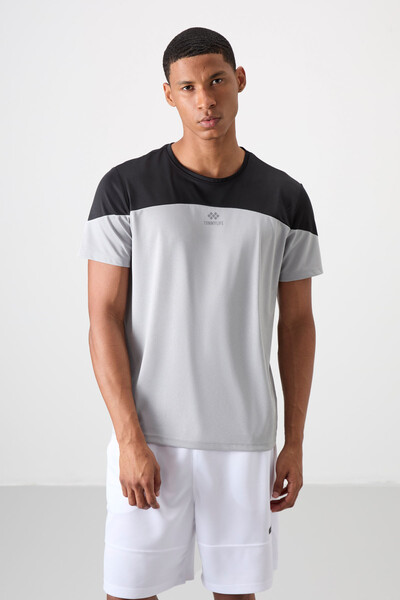 Tommylife Wholesale Crew Neck Standard Fit Active Sports Men's T-Shirt 88386 Gray - Thumbnail