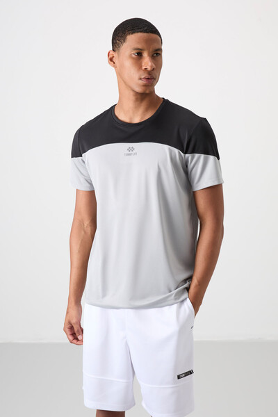 Tommylife Wholesale Crew Neck Standard Fit Active Sports Men's T-Shirt 88386 Gray - Thumbnail