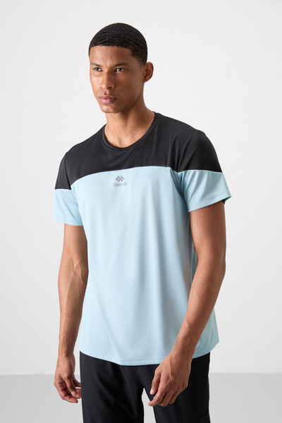 Tommylife Wholesale Crew Neck Standard Fit Active Sports Men's T-Shirt 88386 Light Blue - Thumbnail