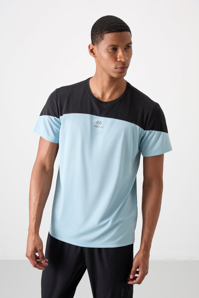 Tommylife Wholesale Crew Neck Standard Fit Active Sports Men's T-Shirt 88386 Light Blue - Thumbnail