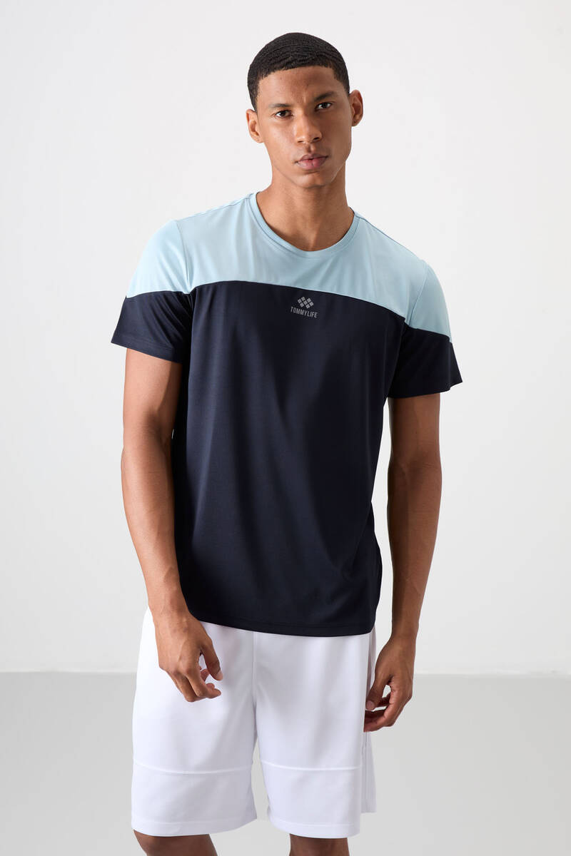 TOMMYLIFE - Tommylife Wholesale Crew Neck Standard Fit Active Sports Men's T-Shirt 88386 Navy Blue