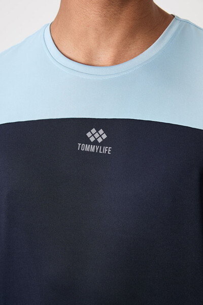 Tommylife Wholesale Crew Neck Standard Fit Active Sports Men's T-Shirt 88386 Navy Blue - Thumbnail