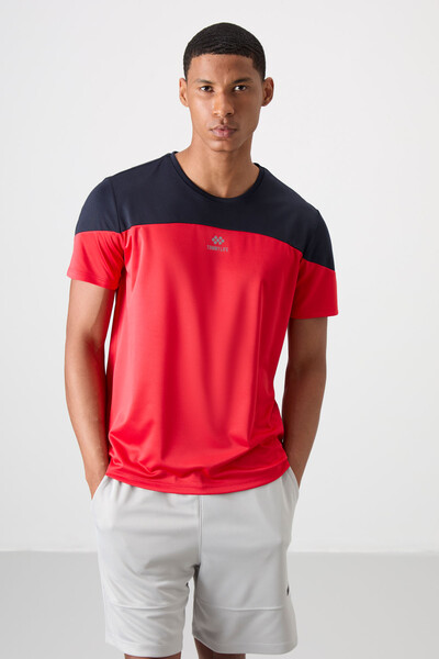 Tommylife Wholesale Crew Neck Standard Fit Active Sports Men's T-Shirt 88386 Red - Thumbnail