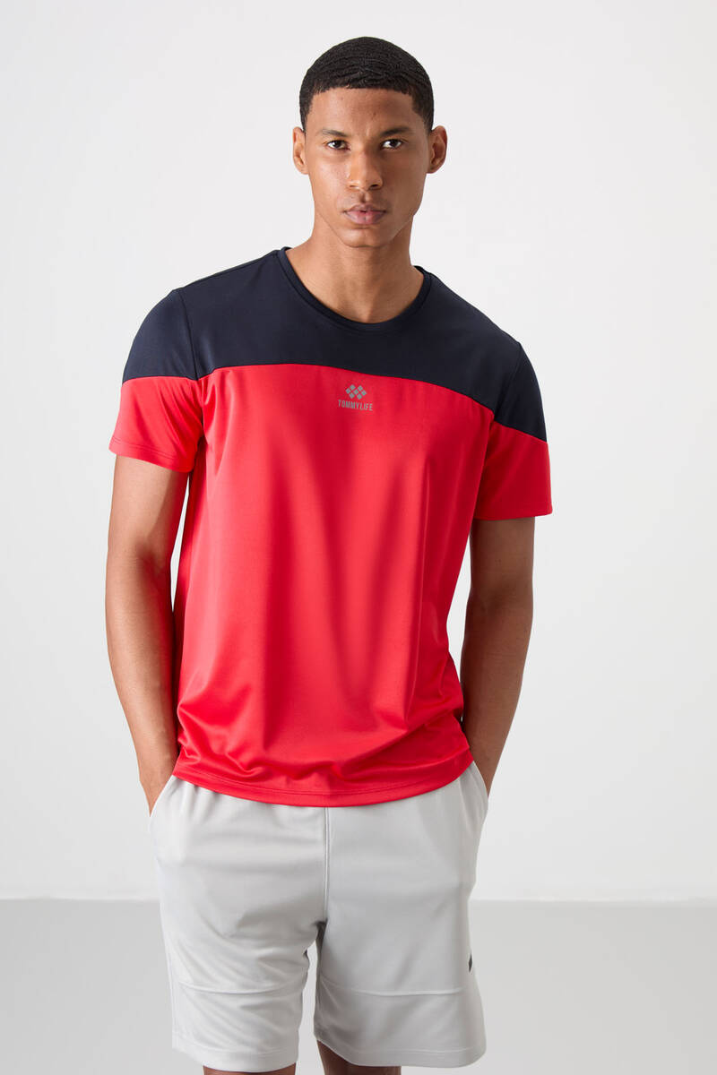TOMMYLIFE - Tommylife Wholesale Crew Neck Standard Fit Active Sports Men's T-Shirt 88386 Red