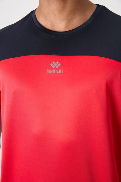 Tommylife Wholesale Crew Neck Standard Fit Active Sports Men's T-Shirt 88386 Red - Thumbnail